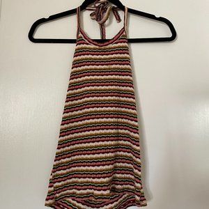 American Eagle Outfitters Striped Halter Backless Tie Top (Medium)